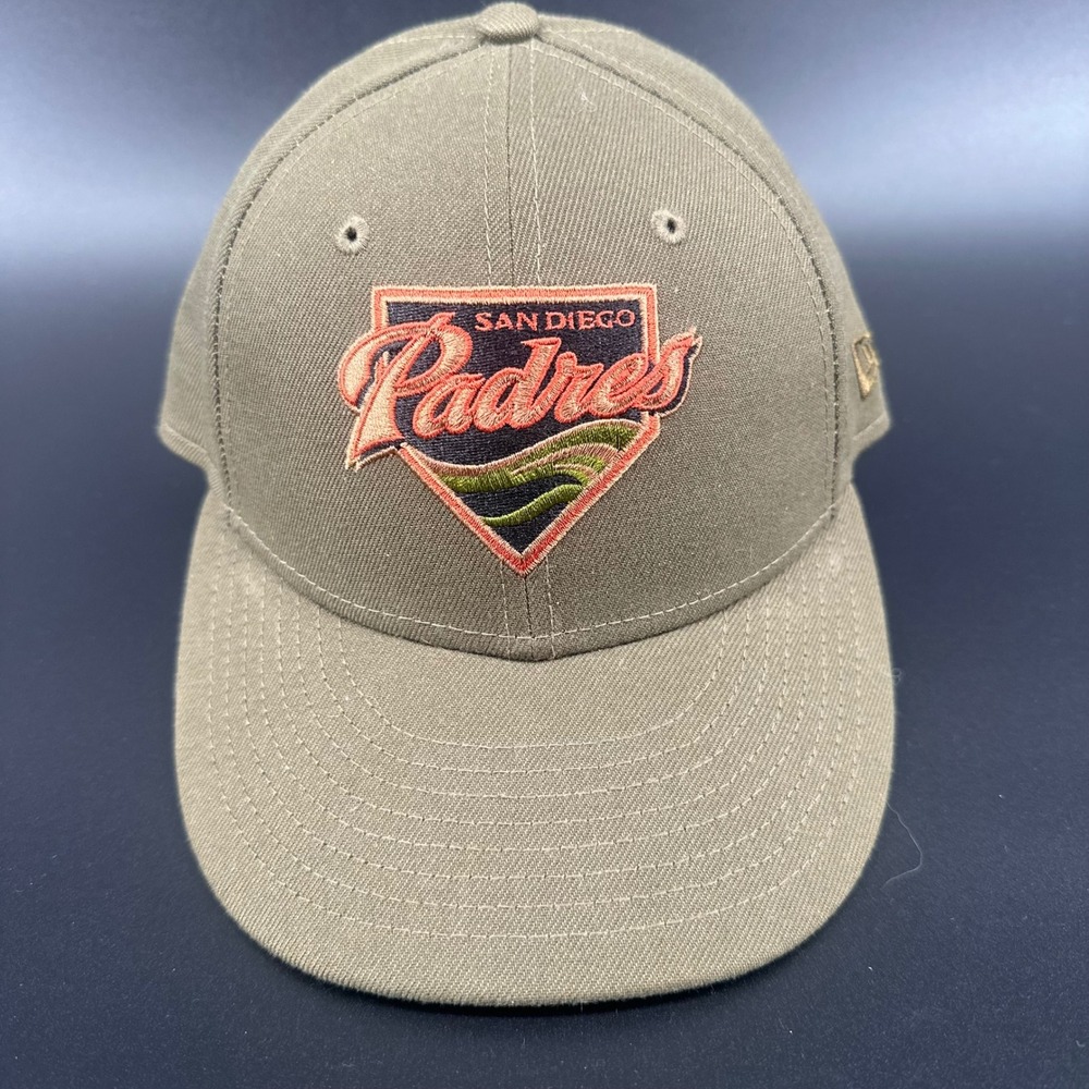 San Diego Padres New Era 59FIFTY Fitted Hat Mens Size 7 Olive Green MLB Cap